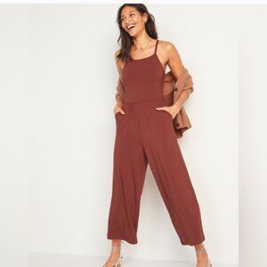 Old Navy Sleeveless Knit Square Neck Cami Wide Leg Jumpsuit Copper Moon Size L